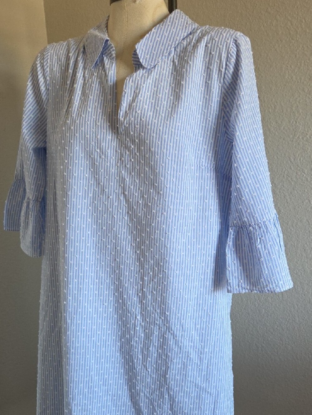 Lilly Pulitzer Light Blue & White Striped Midi Shift Dress - Picture 2 of 5